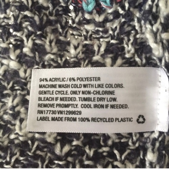 Striped Long Cardigan Gray Blue White Size M - Picture 5 of 5